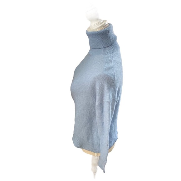 360 Cashmere Women Light Blue Cashmere Turtleneck Sweater Sz M Luxe Soft Warm - Picture 6 of 14